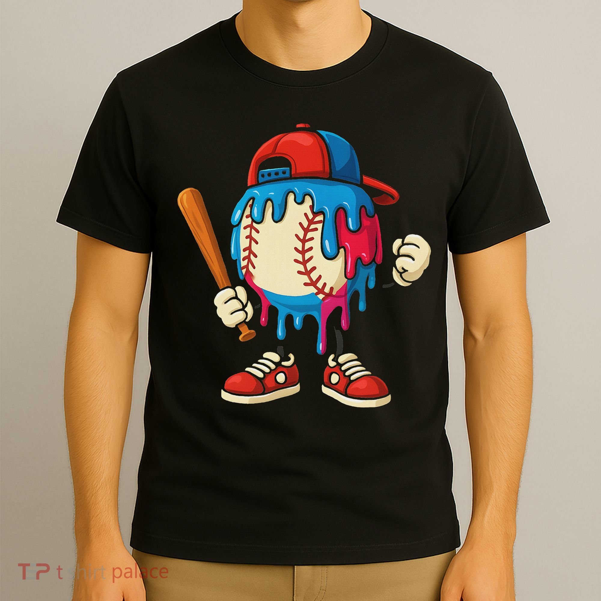 Baseball Drip Ice Cream Drip Sport Game Day T-Shirt