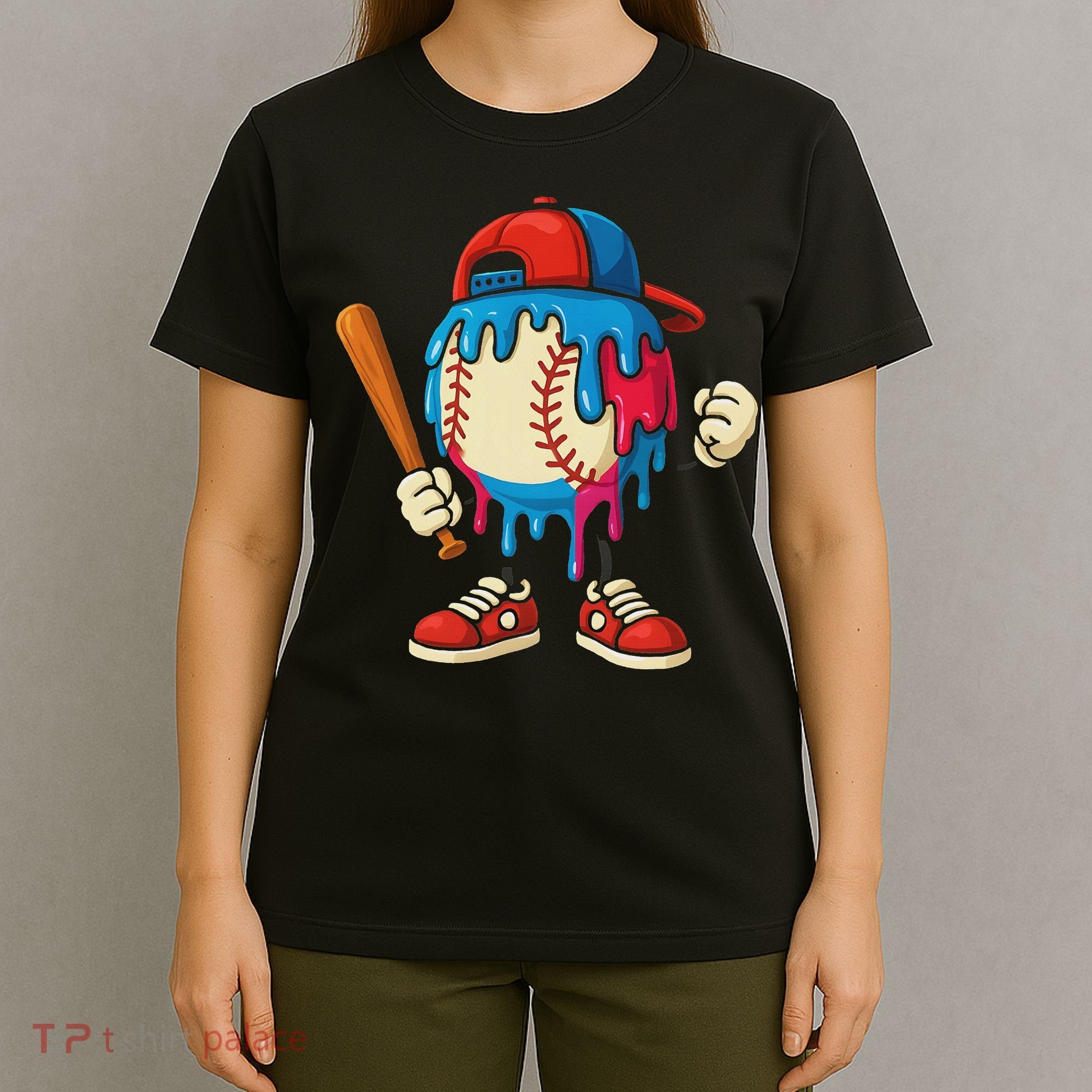 Baseball Drip Ice Cream Drip Sport Game Day T-Shirt