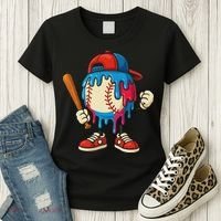 Baseball Drip Ice Cream Drip Sport Game Day Women's T-Shirt thumb 3