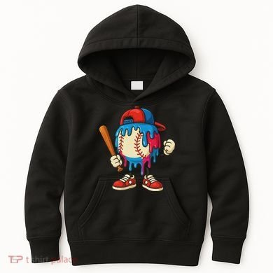 Baseball Drip Ice Cream Drip Sport Game Day Kids Hoodie