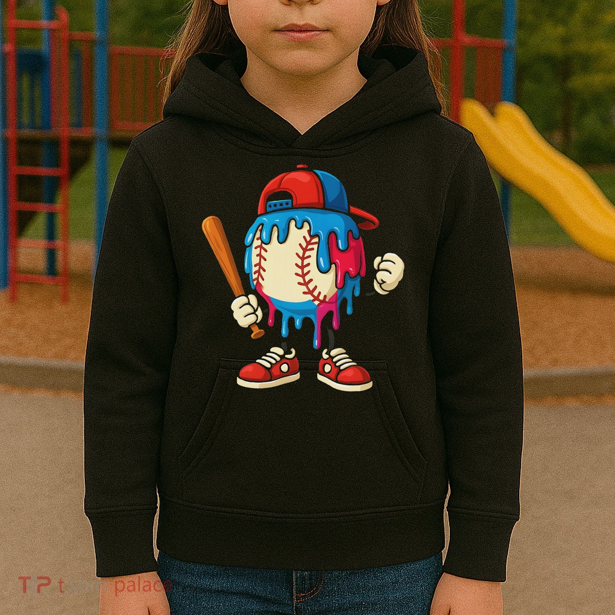 Baseball Drip Ice Cream Drip Sport Game Day Kids Hoodie