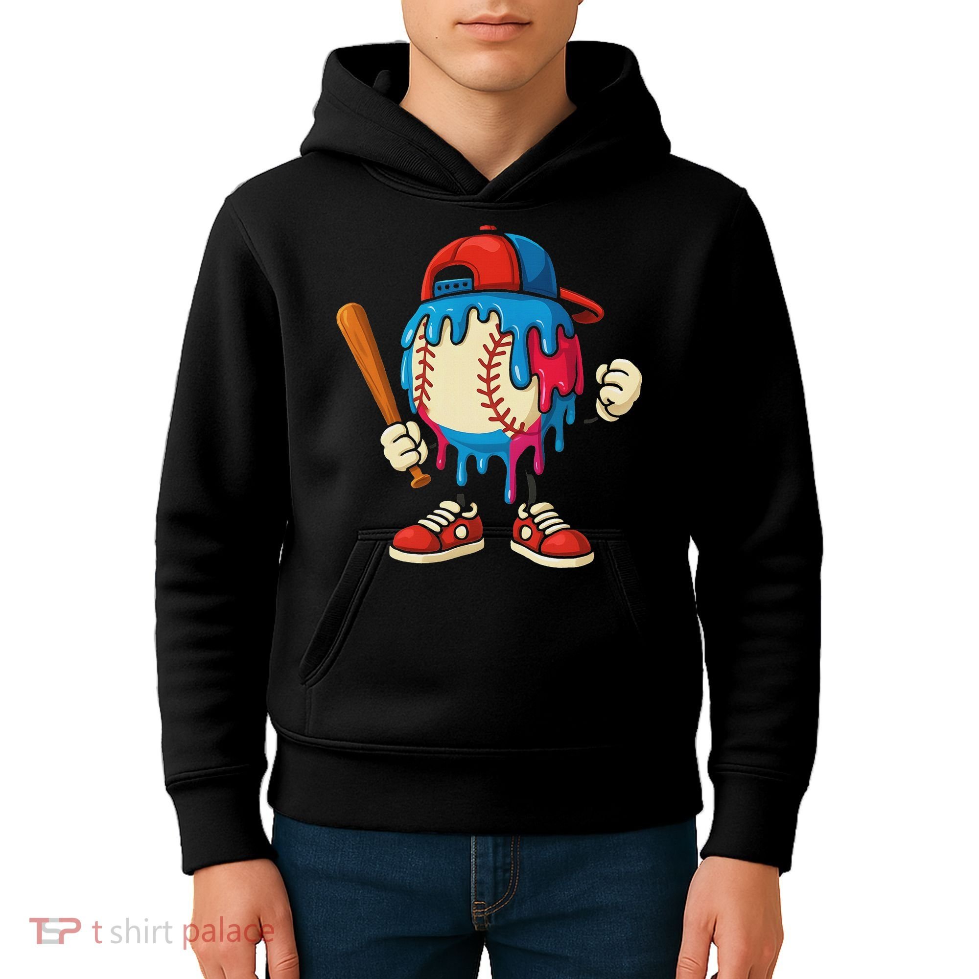 Baseball Drip Ice Cream Drip Sport Game Day Kids Hoodie