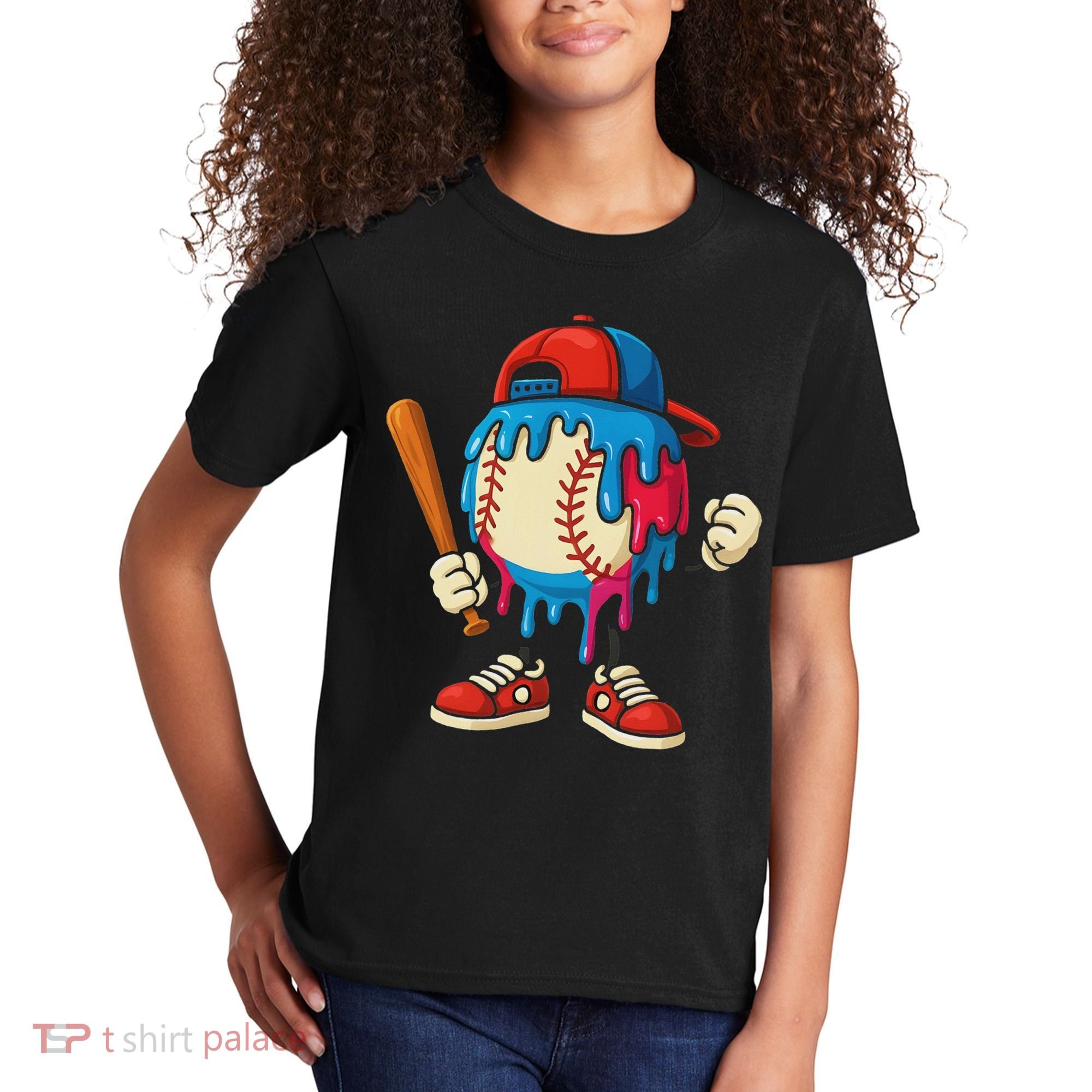 Baseball Drip Ice Cream Drip Sport Game Day Kids T-Shirt