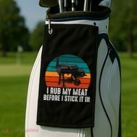 Bbq Dad I Rub My Meat Before I Stick It In Offset Smoker Pit Golf Towel thumb 2
