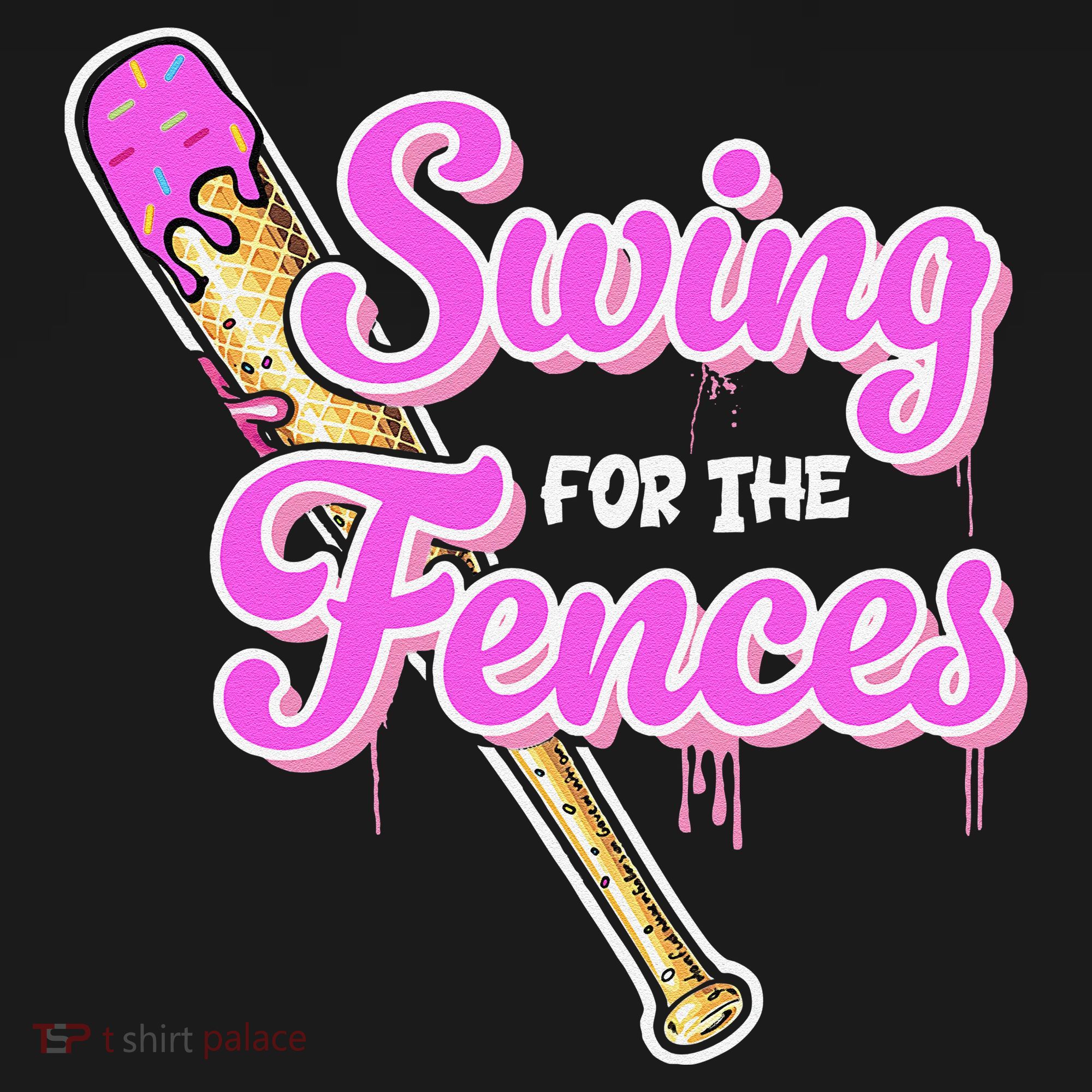 Baseball Drip Ice Cream Drip Swing For The Fences Women's Hoodie