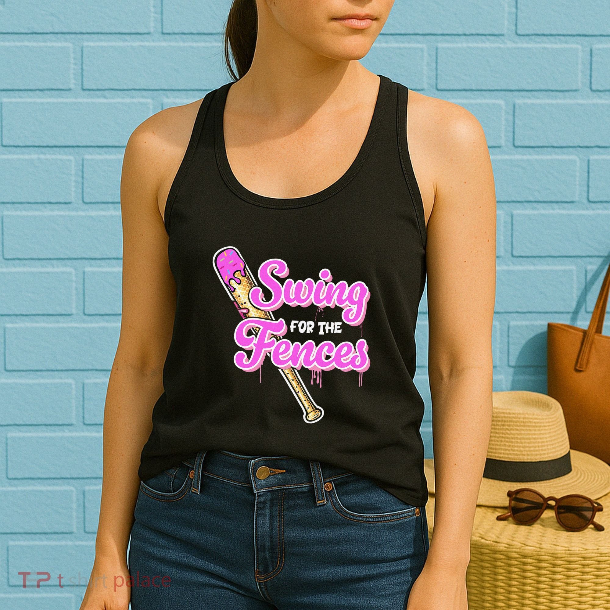 Baseball Drip Ice Cream Drip Swing For The Fences Women's Tank Top