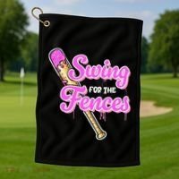 Baseball Drip Ice Cream Drip Swing For The Fences Golf Towel thumb 1