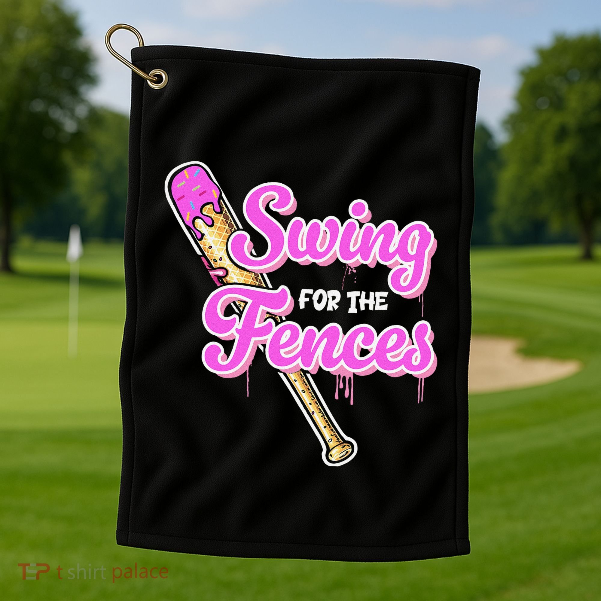Baseball Drip Ice Cream Drip Swing For The Fences Golf Towel