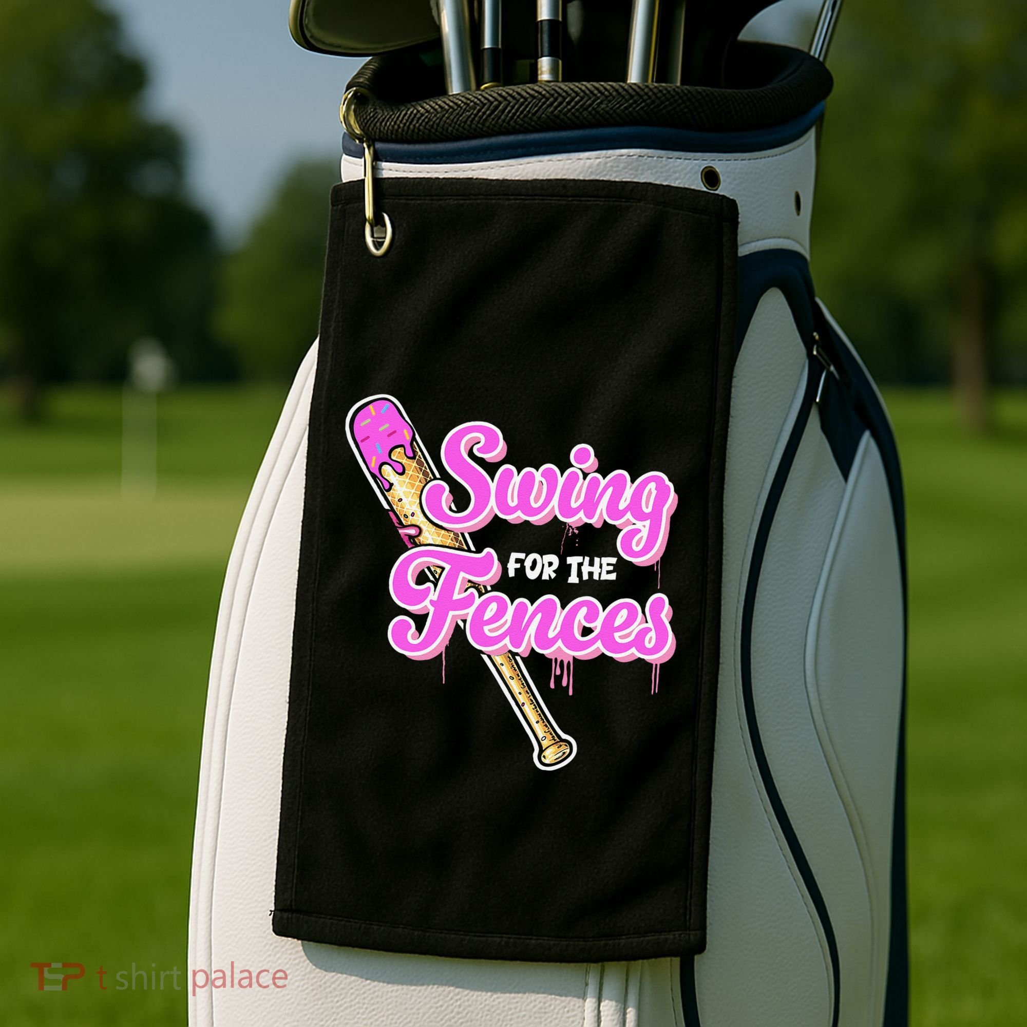 Baseball Drip Ice Cream Drip Swing For The Fences Golf Towel