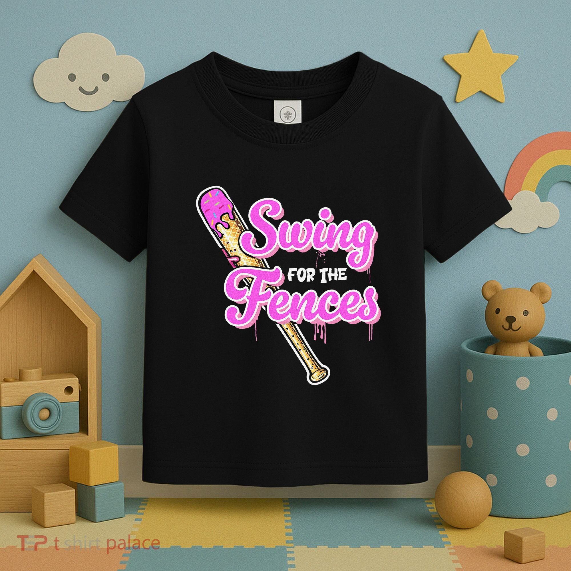 Baseball Drip Ice Cream Drip Swing For The Fences Toddler T-Shirt