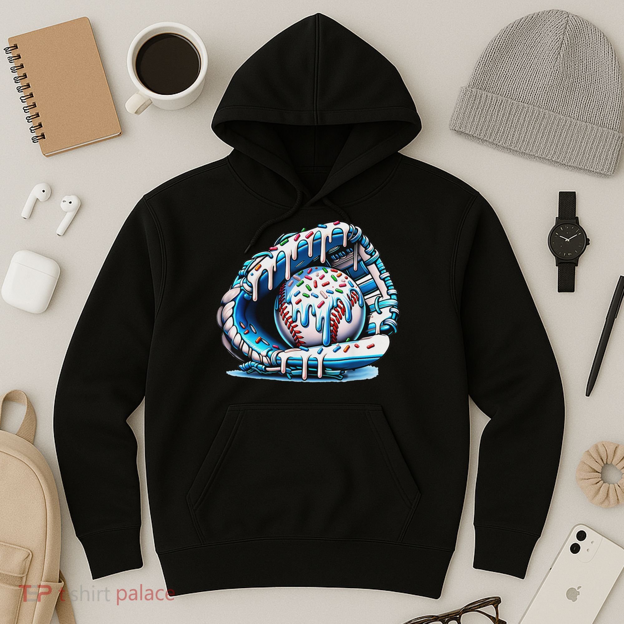 Baseball Drip Ice Cream Sprinkles Baseball Glove Hoodie