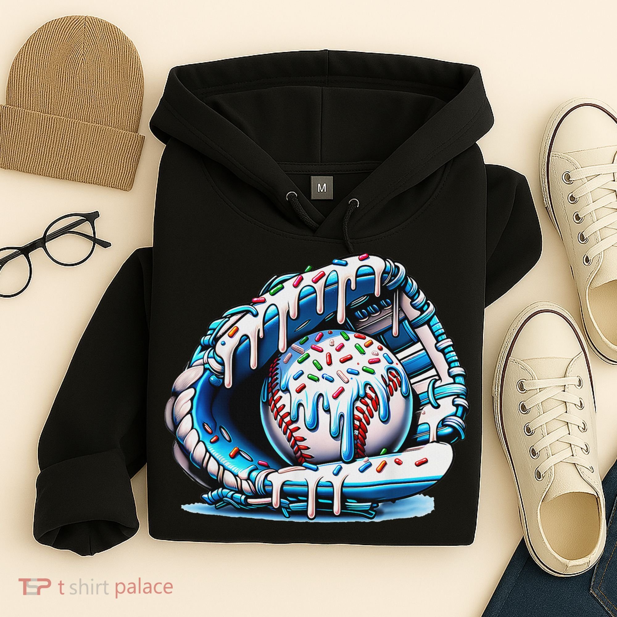 Baseball Drip Ice Cream Sprinkles Baseball Glove Hoodie