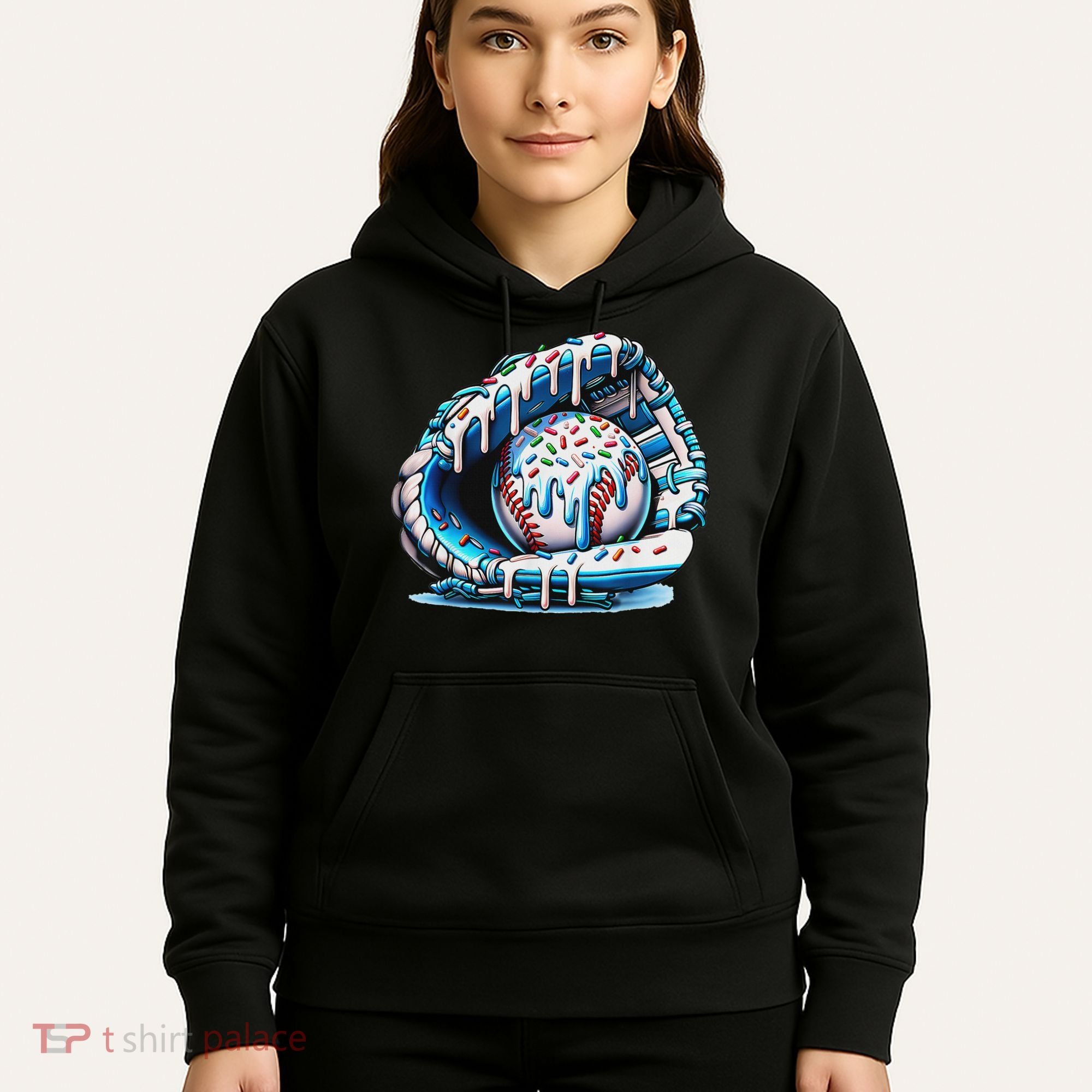 Baseball Drip Ice Cream Sprinkles Baseball Glove Hoodie