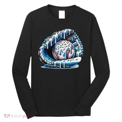 Baseball Drip Ice Cream Sprinkles Baseball Glove Long Sleeve Shirt