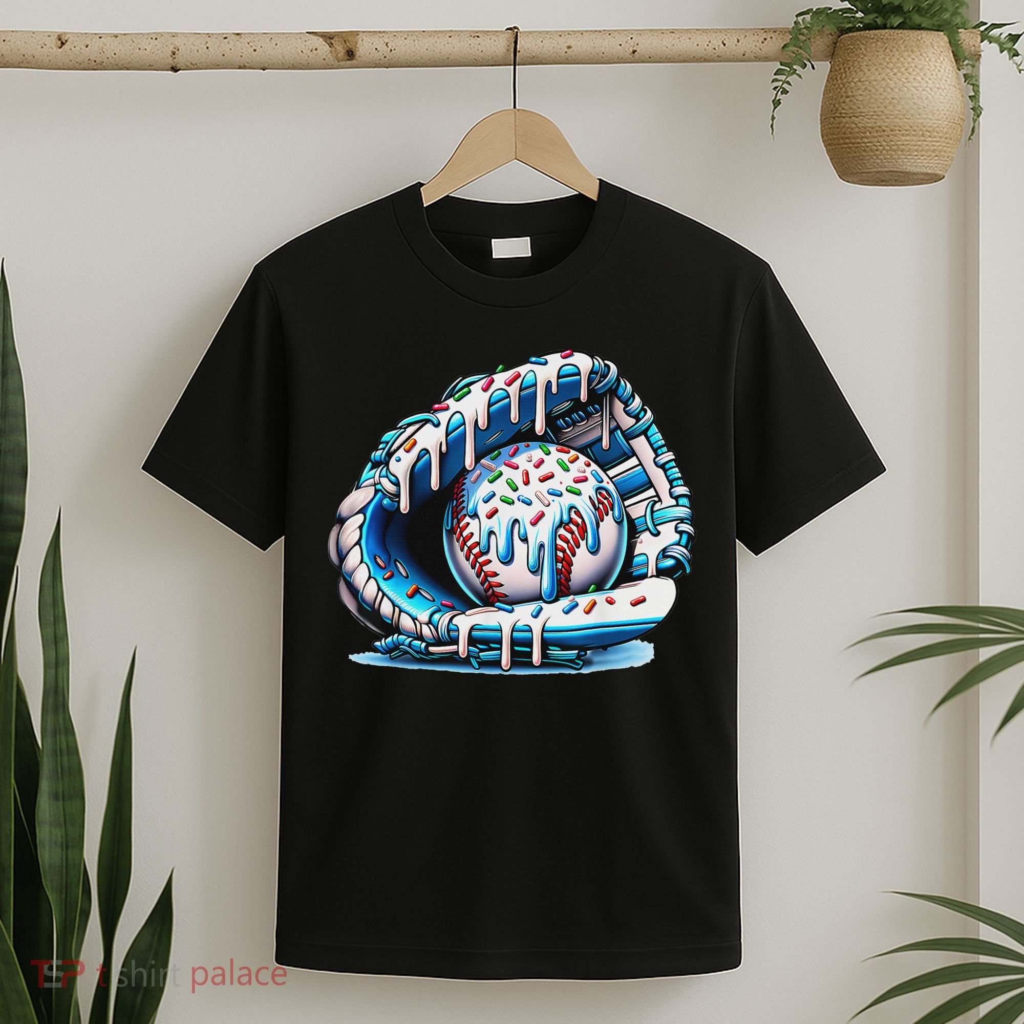 Baseball Drip Ice Cream Sprinkles Baseball Glove T-Shirt