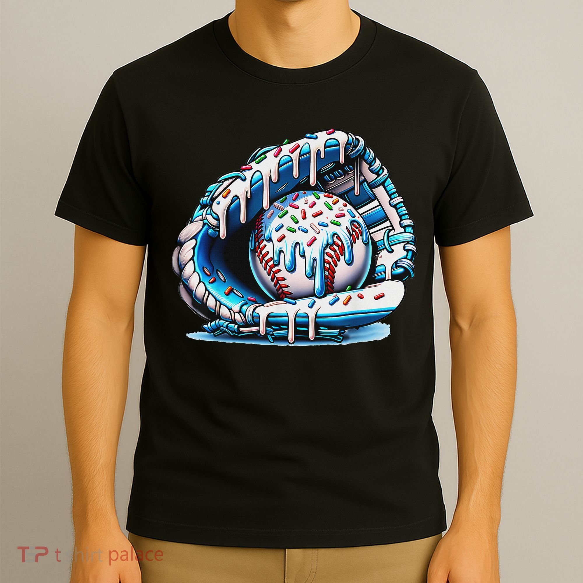 Baseball Drip Ice Cream Sprinkles Baseball Glove T-Shirt