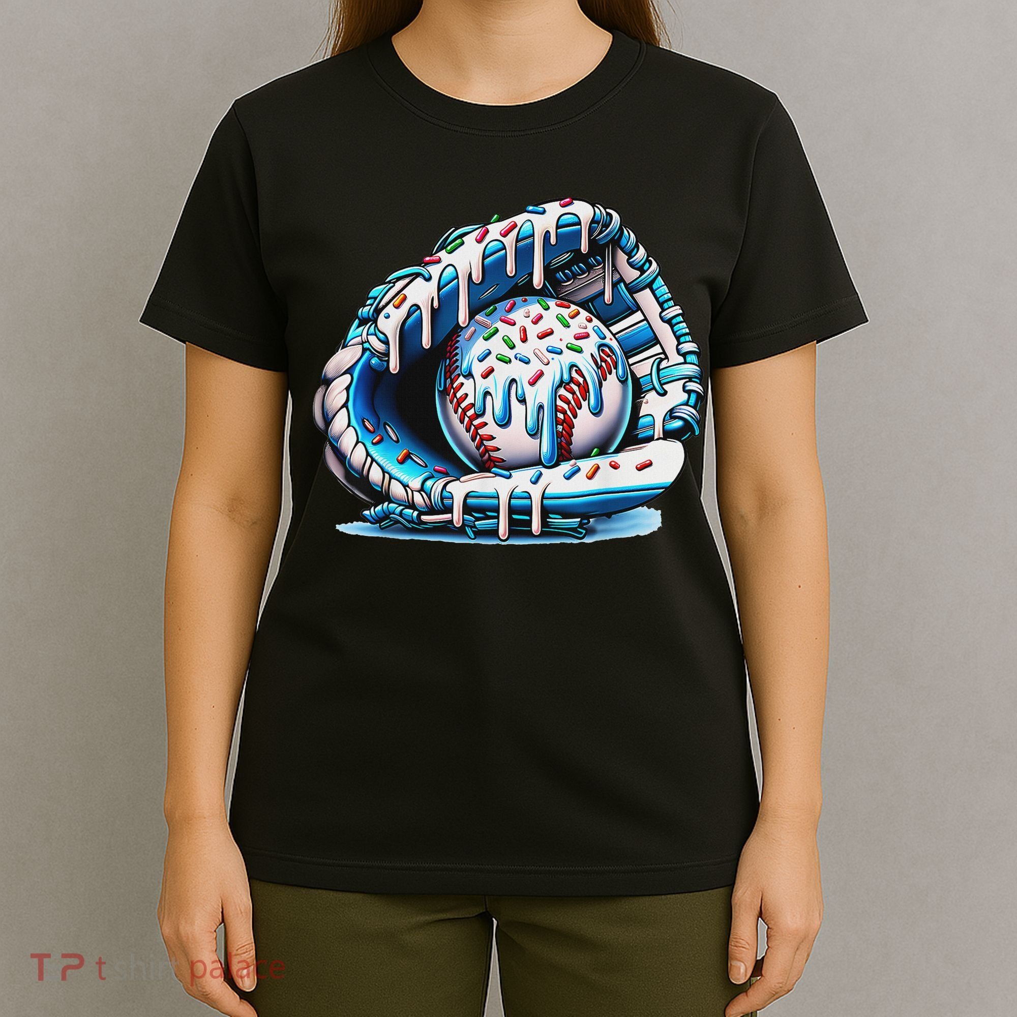 Baseball Drip Ice Cream Sprinkles Baseball Glove T-Shirt