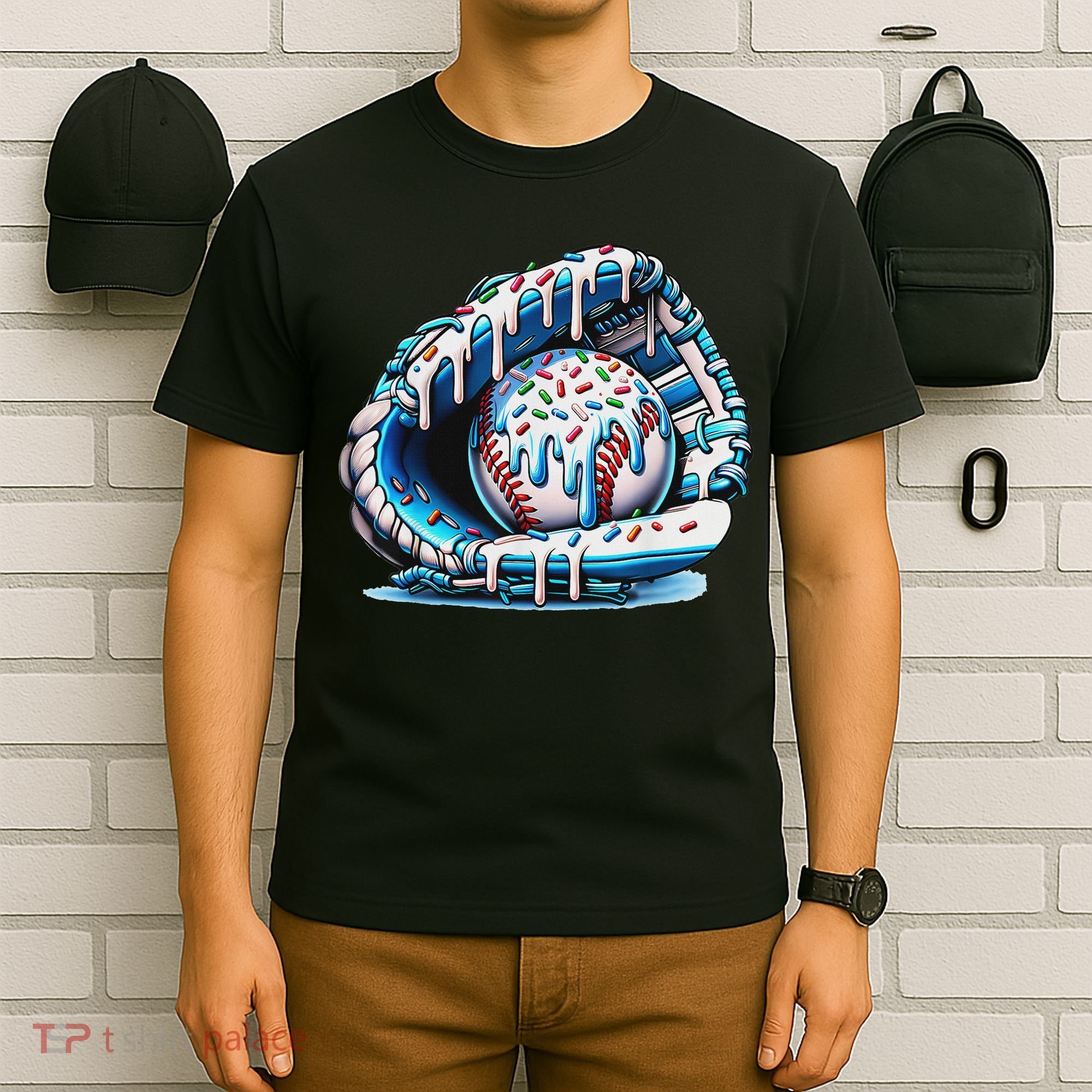 Baseball Drip Ice Cream Sprinkles Baseball Glove T-Shirt