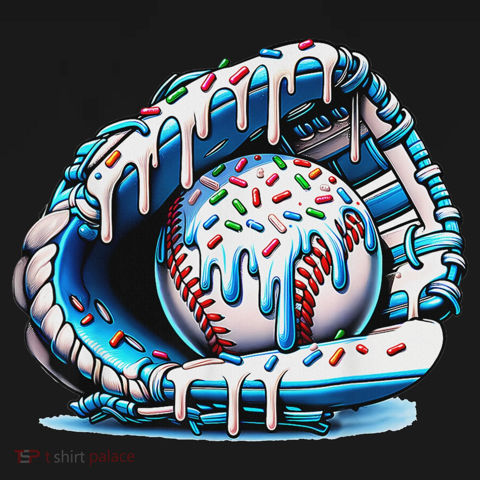 Baseball Drip Ice Cream Sprinkles Baseball Glove Button