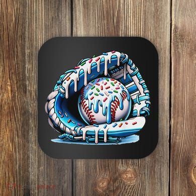 Baseball Drip Ice Cream Sprinkles Baseball Glove Coaster