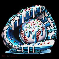 Baseball Drip Ice Cream Sprinkles Baseball Glove Women's Hoodie thumb 2