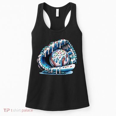 Baseball Drip Ice Cream Sprinkles Baseball Glove Women's Tank Top