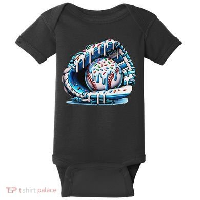 Baseball Drip Ice Cream Sprinkles Baseball Glove Baby Bodysuit