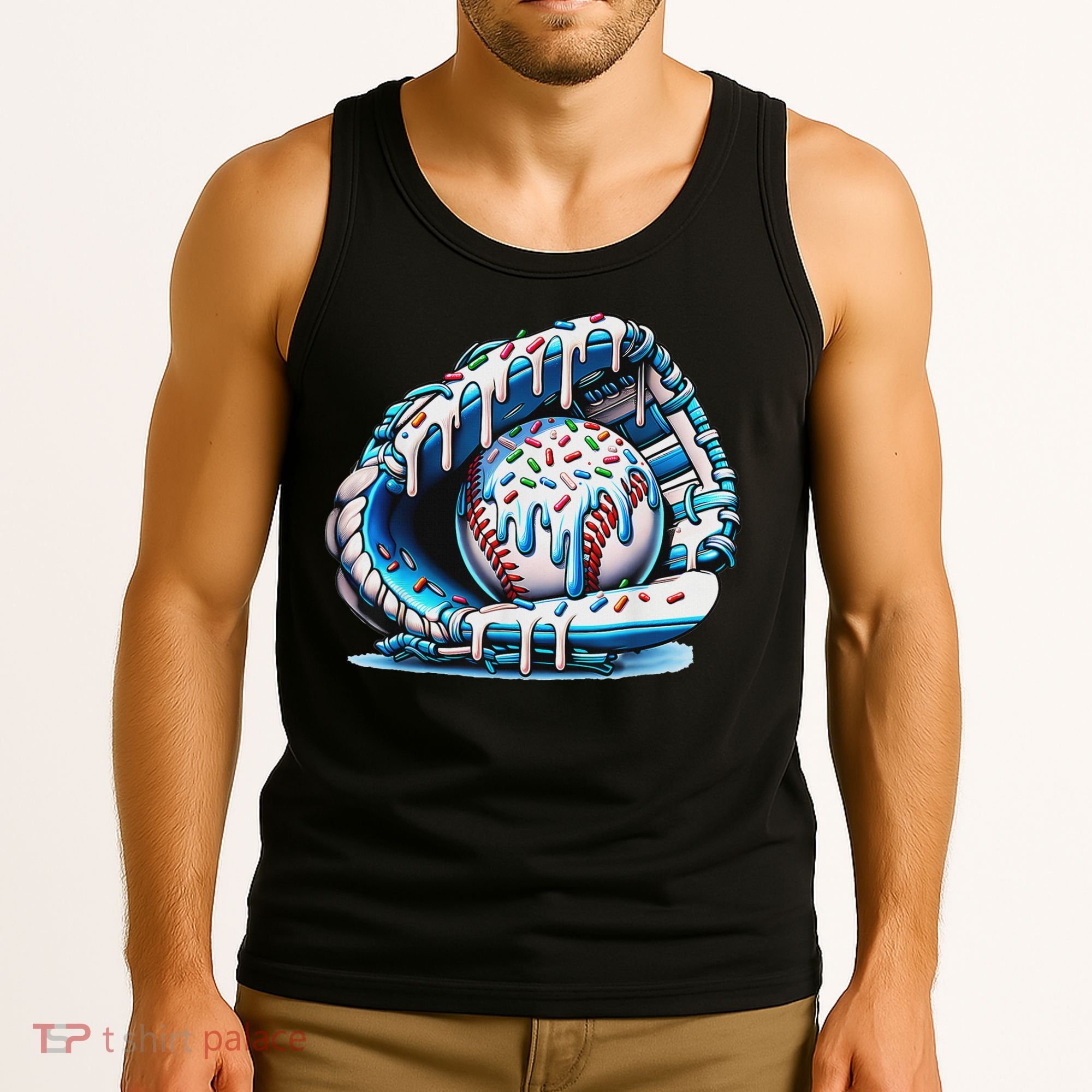 Baseball Drip Ice Cream Sprinkles Baseball Glove Tank Top