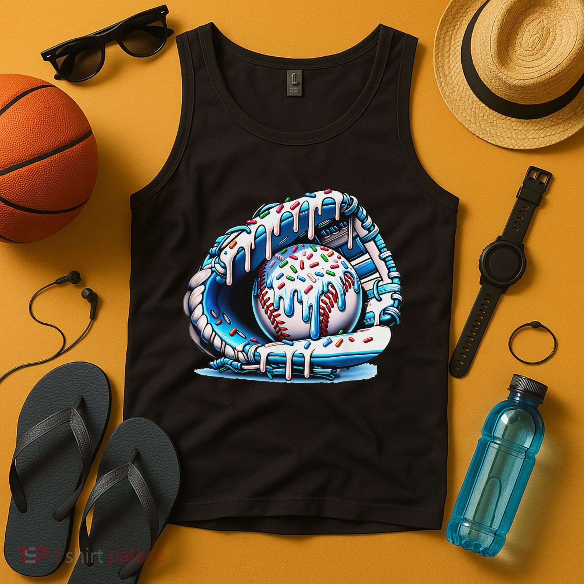 Baseball Drip Ice Cream Sprinkles Baseball Glove Tank Top