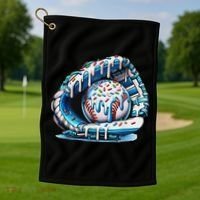 Baseball Drip Ice Cream Sprinkles Baseball Glove Golf Towel thumb 1