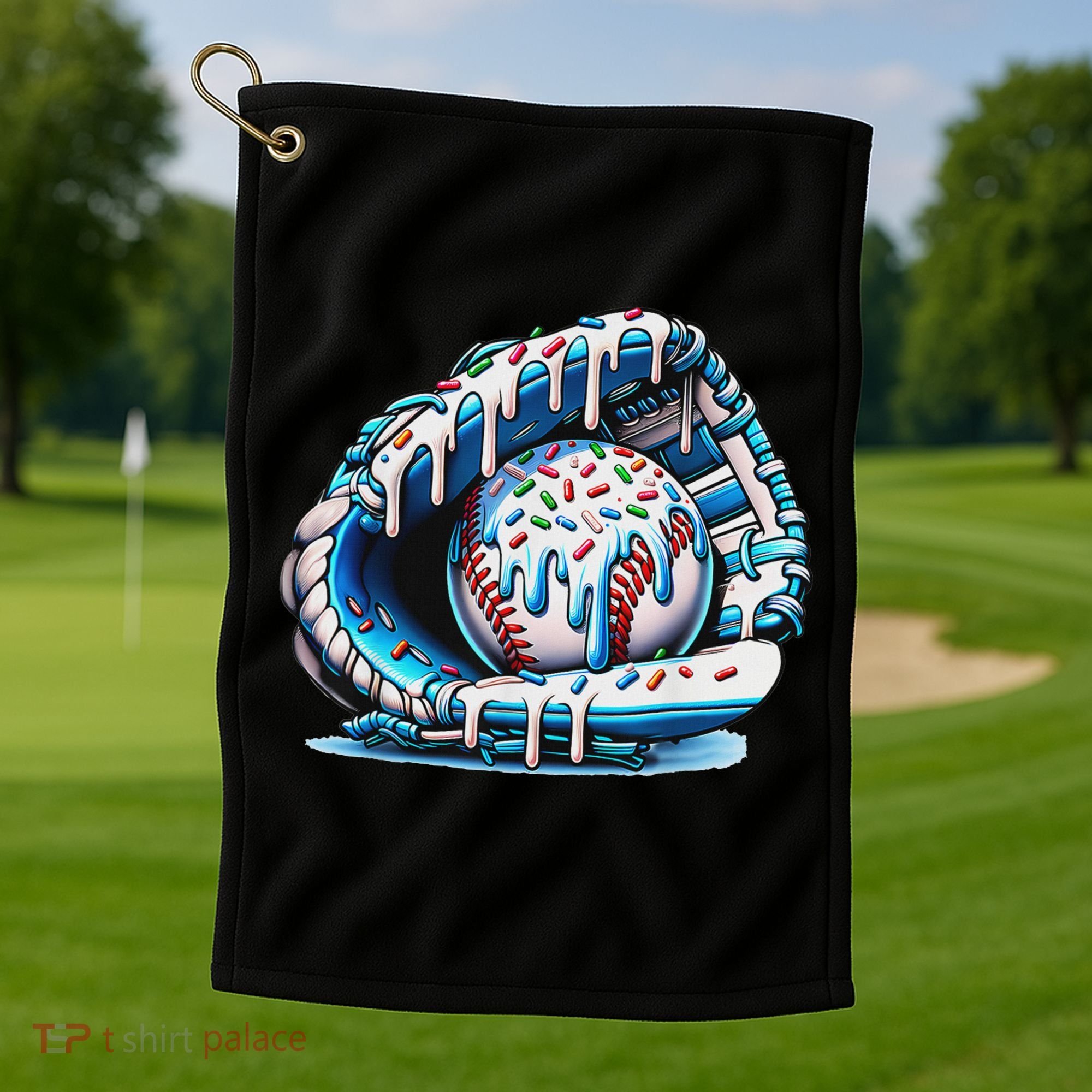 Baseball Drip Ice Cream Sprinkles Baseball Glove Golf Towel