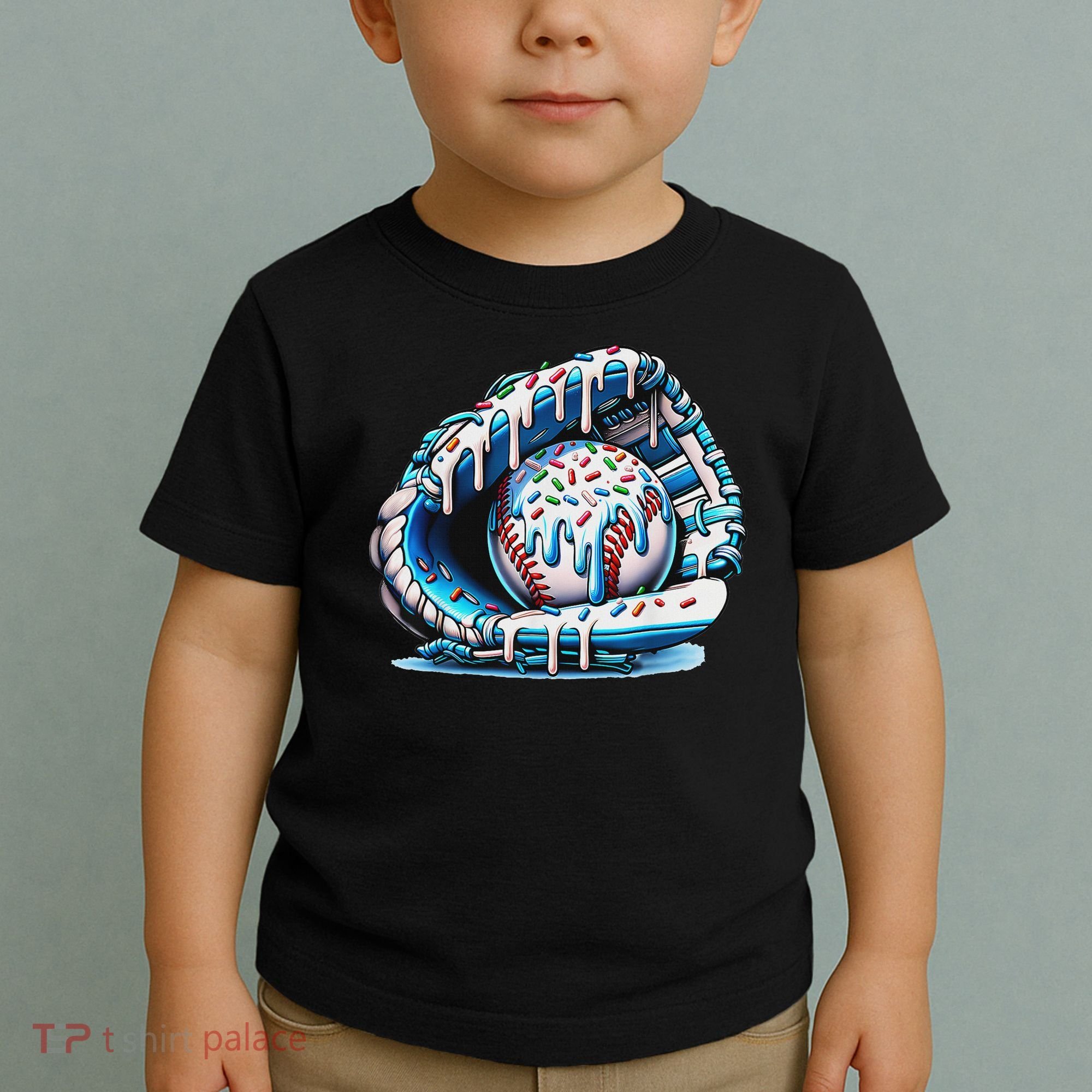 Baseball Drip Ice Cream Sprinkles Baseball Glove Toddler T-Shirt