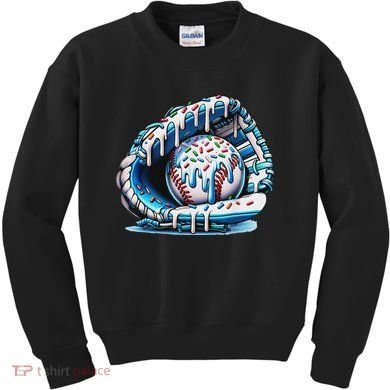 Baseball Drip Ice Cream Sprinkles Baseball Glove Kids Sweatshirt