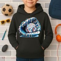 Baseball Drip Ice Cream Sprinkles Baseball Glove Kids Hoodie thumb 2