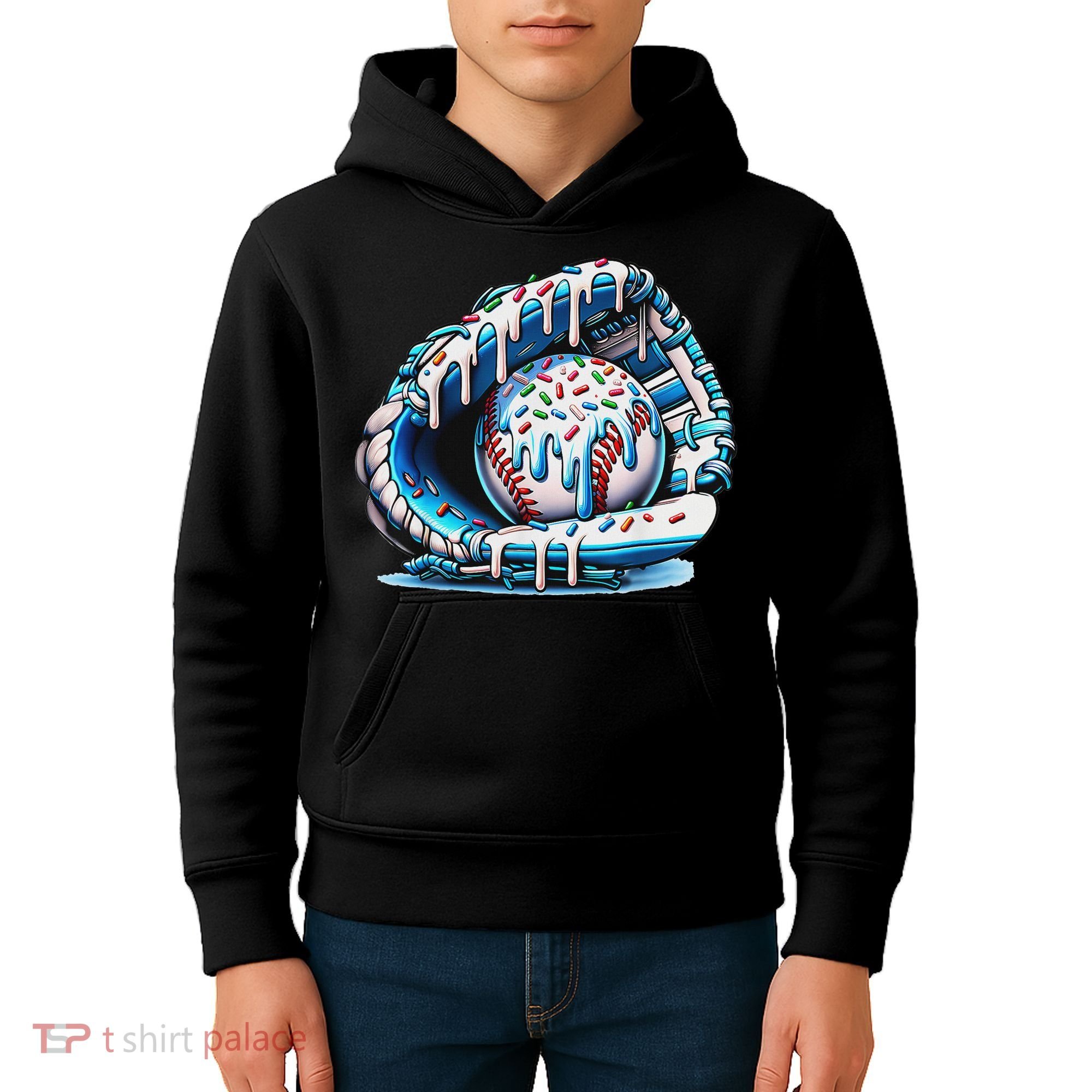 Baseball Drip Ice Cream Sprinkles Baseball Glove Kids Hoodie
