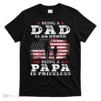 Being Dad Is An Honor Being Papa Is Priceless USA Flag T-Shirt thumb 0