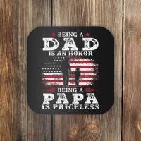 Being Dad Is An Honor Being Papa Is Priceless USA Flag Coaster thumb 0