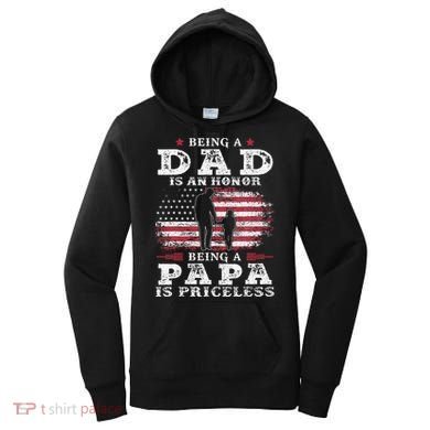 Being Dad Is An Honor Being Papa Is Priceless USA Flag Women's Hoodie