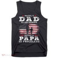 Being Dad Is An Honor Being Papa Is Priceless USA Flag Tank Top thumb 0