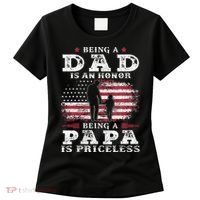 Being Dad Is An Honor Being Papa Is Priceless USA Flag Women's T-Shirt thumb 0