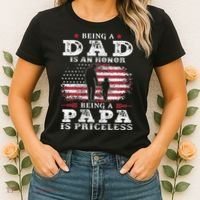 Being Dad Is An Honor Being Papa Is Priceless USA Flag Women's T-Shirt thumb 2