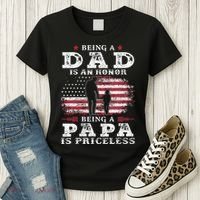 Being Dad Is An Honor Being Papa Is Priceless USA Flag Women's T-Shirt thumb 3