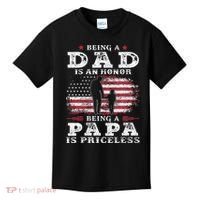 Being Dad Is An Honor Being Papa Is Priceless USA Flag Kids T-Shirt thumb 0