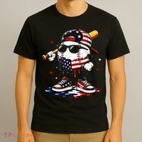 Baseball Drip Ice Cream 4th Of July American USA T-Shirt thumb 3