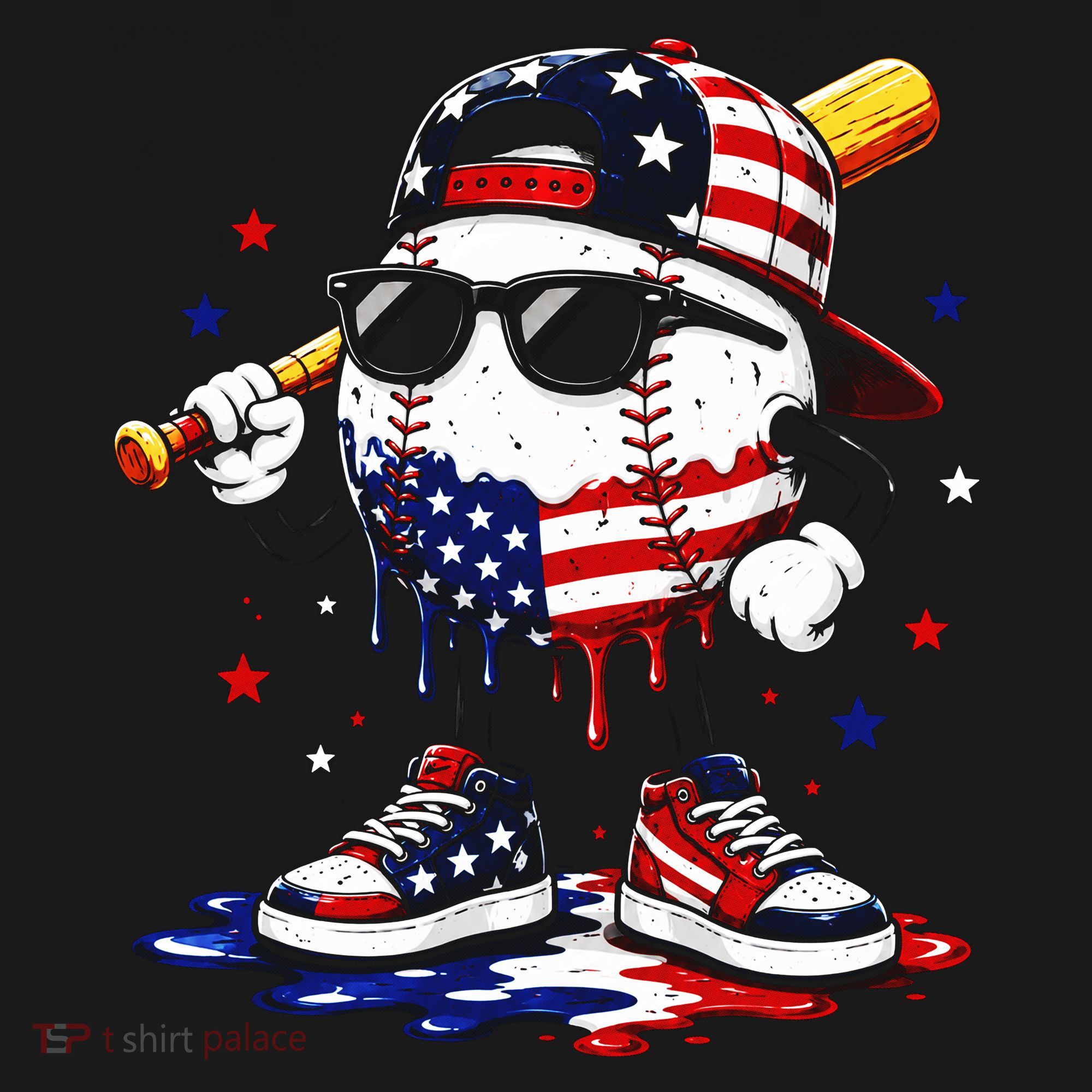 Baseball Drip Ice Cream 4th Of July American USA Women's Tank Top