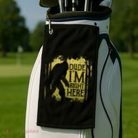 Bigfoot Dude IM Right Here Funny Sasquatch Golf Towel thumb 2