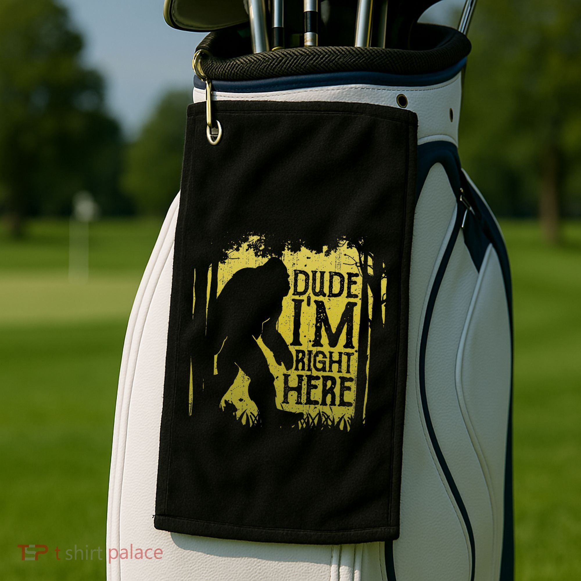 Bigfoot Dude IM Right Here Funny Sasquatch Golf Towel