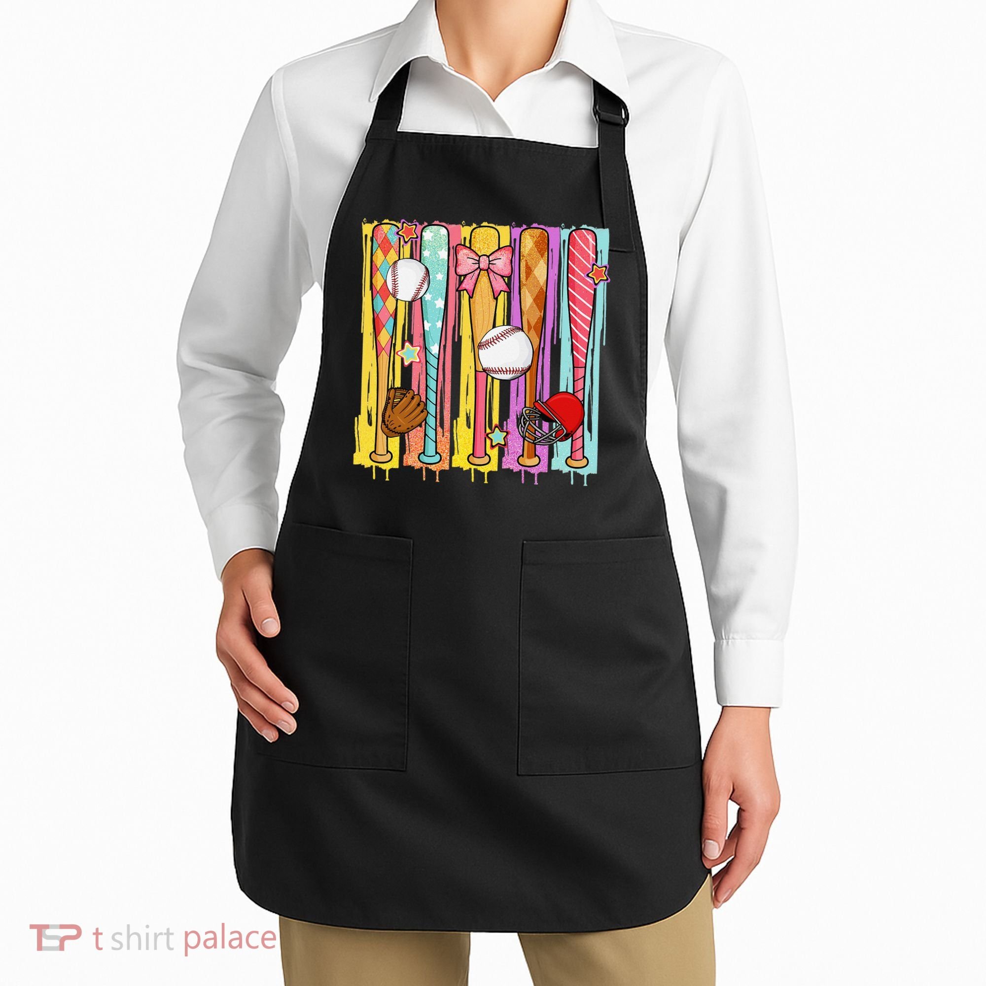 Baseball Dripping Ice Cream Drip Baseball Season Apron