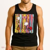Baseball Dripping Ice Cream Drip Baseball Season Tank Top thumb 3