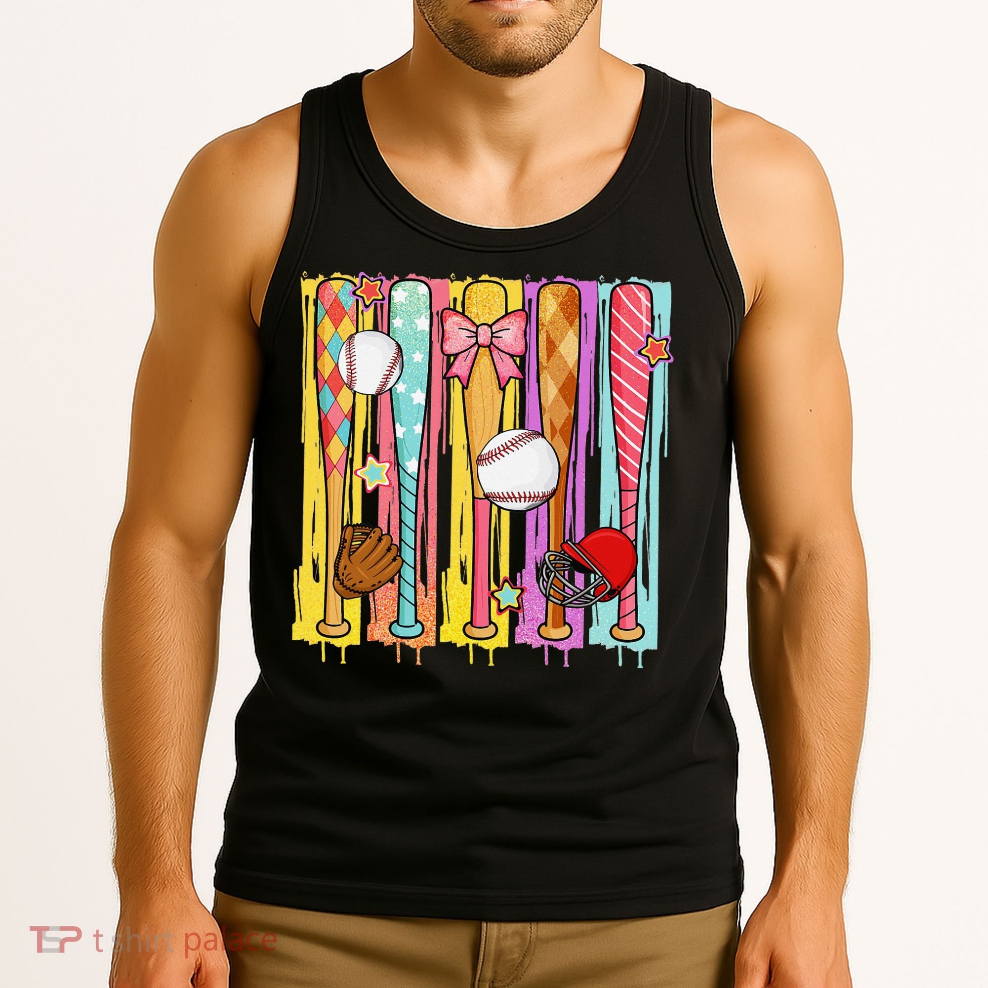 Baseball Dripping Ice Cream Drip Baseball Season Tank Top